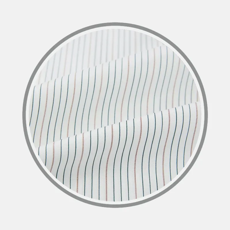 Petrol Hairline Stripe Fabric sold by Turnbull & Asser