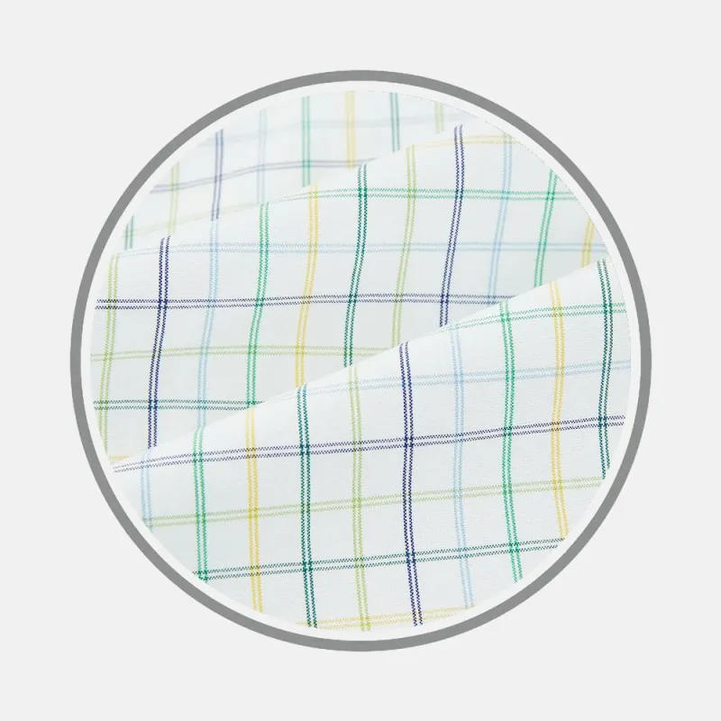 Yellow Multi Double Grid Check Fabric sold by Turnbull & Asser