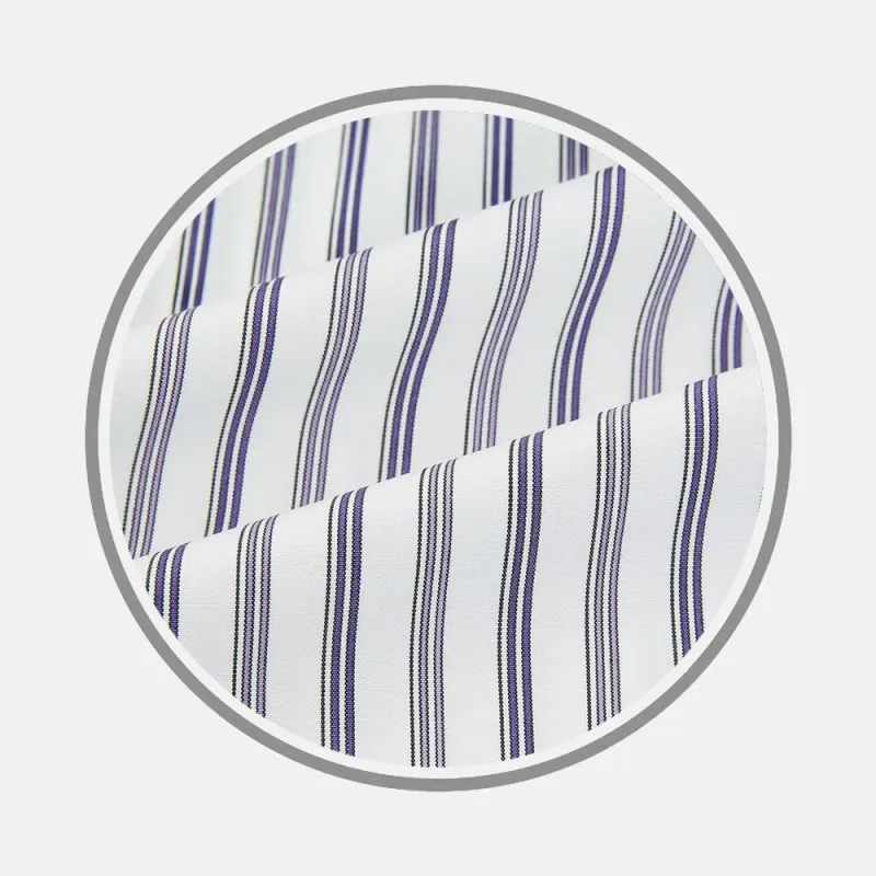 Sapphire Blue Multi Track Stripe Fabric sold by Turnbull & Asser