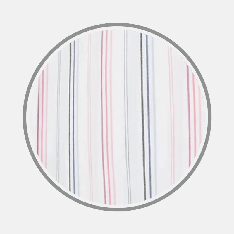 Pink and Blue Multi Stripe Fabric sold by Turnbull & Asser