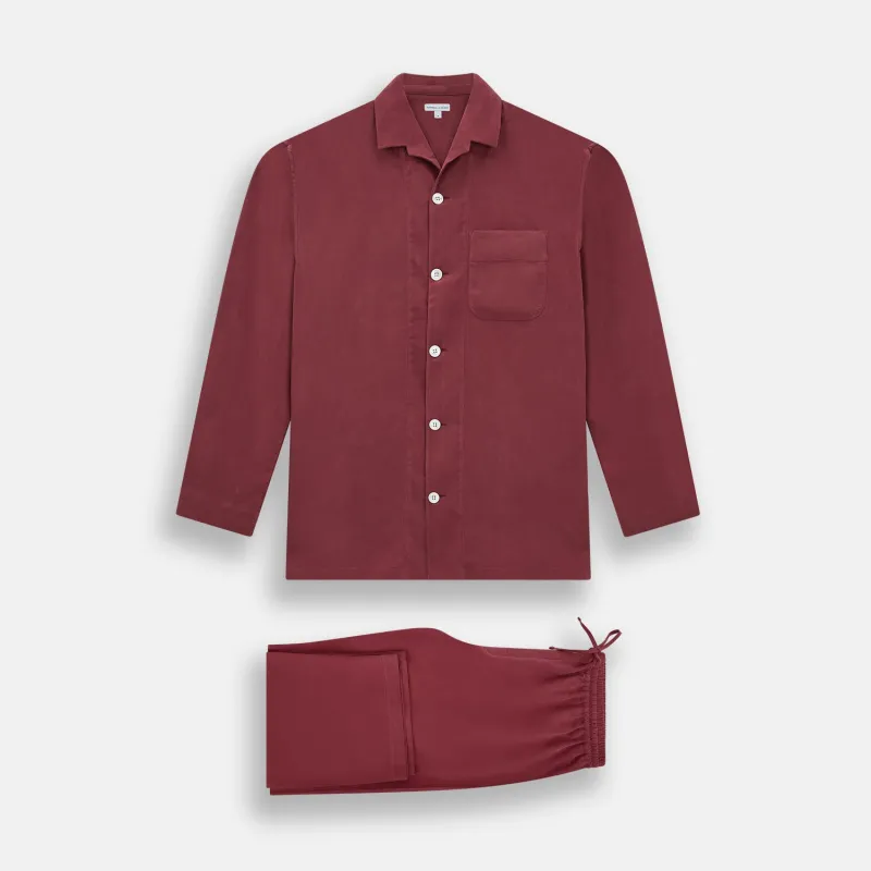 Burgundy Silk Pyjama Set sold by Turnbull & Asser