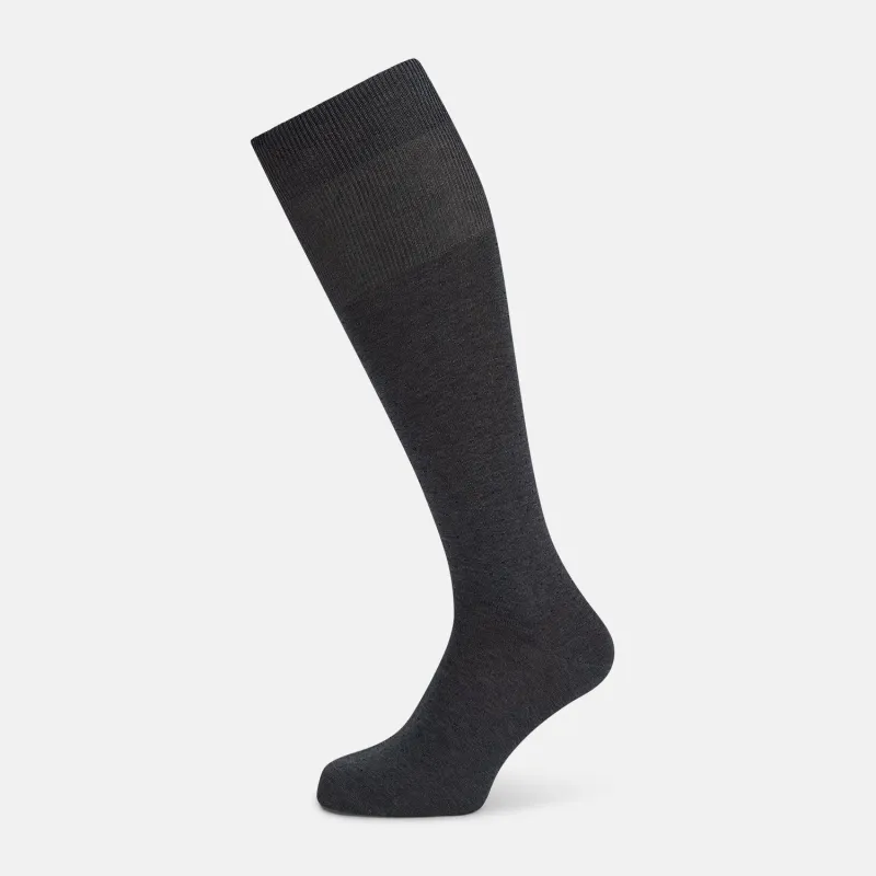 Steel/midnight Polka Dot Long Socks sold by Turnbull & Asser