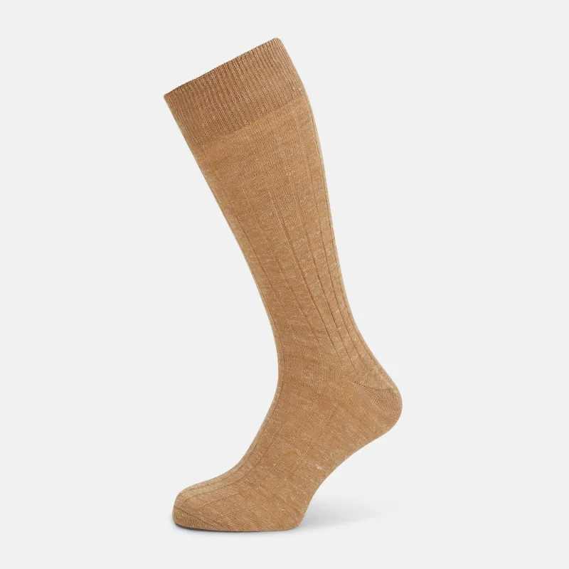 Rust Linen Mid-Length Socks sold by Turnbull & Asser