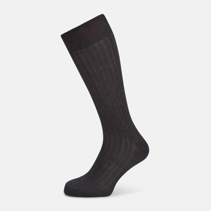 Charcoal Mid-Length Socks sold by Turnbull & Asser