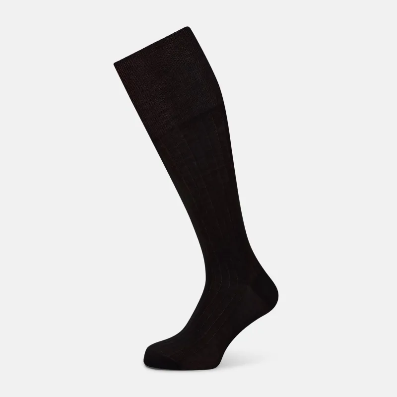 Dark Chocolate Long Socks sold by Turnbull & Asser