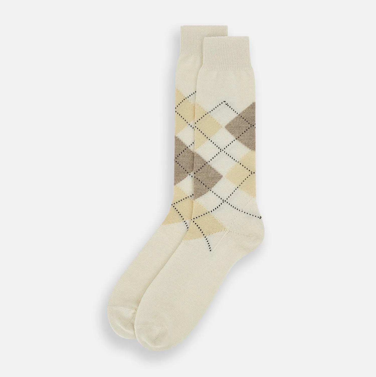 White Wool Check Mid-Length Socks sold by Turnbull & Asser product image thumbnail 2