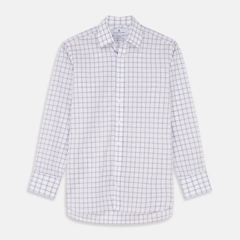 Red and Blue Multi-check Cotton Regular Fit Mayfair Shirt sold by Turnbull & Asser