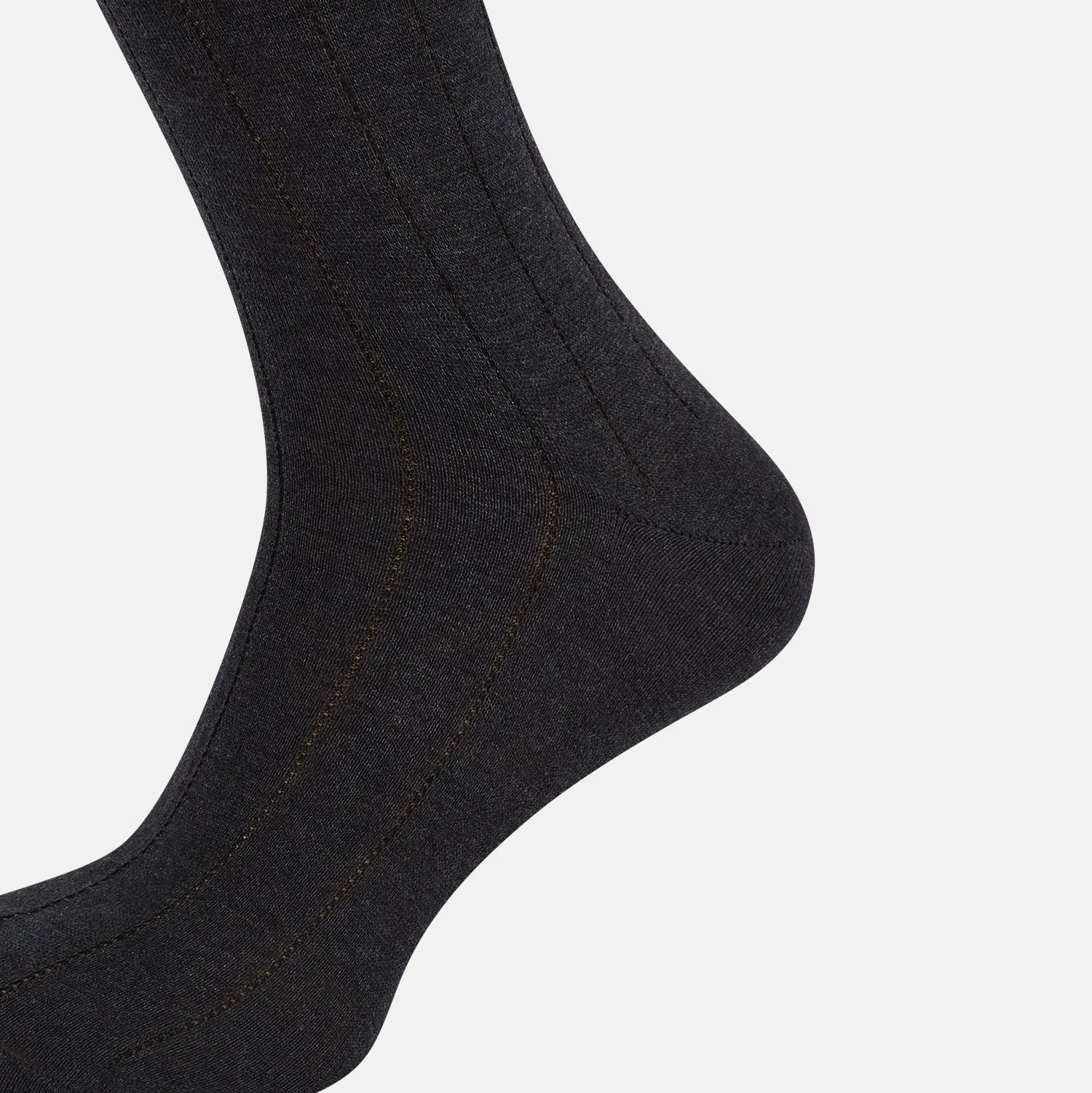 Charcoal/Brown Dash Striped Long Socks sold by Turnbull & Asser product image thumbnail 4