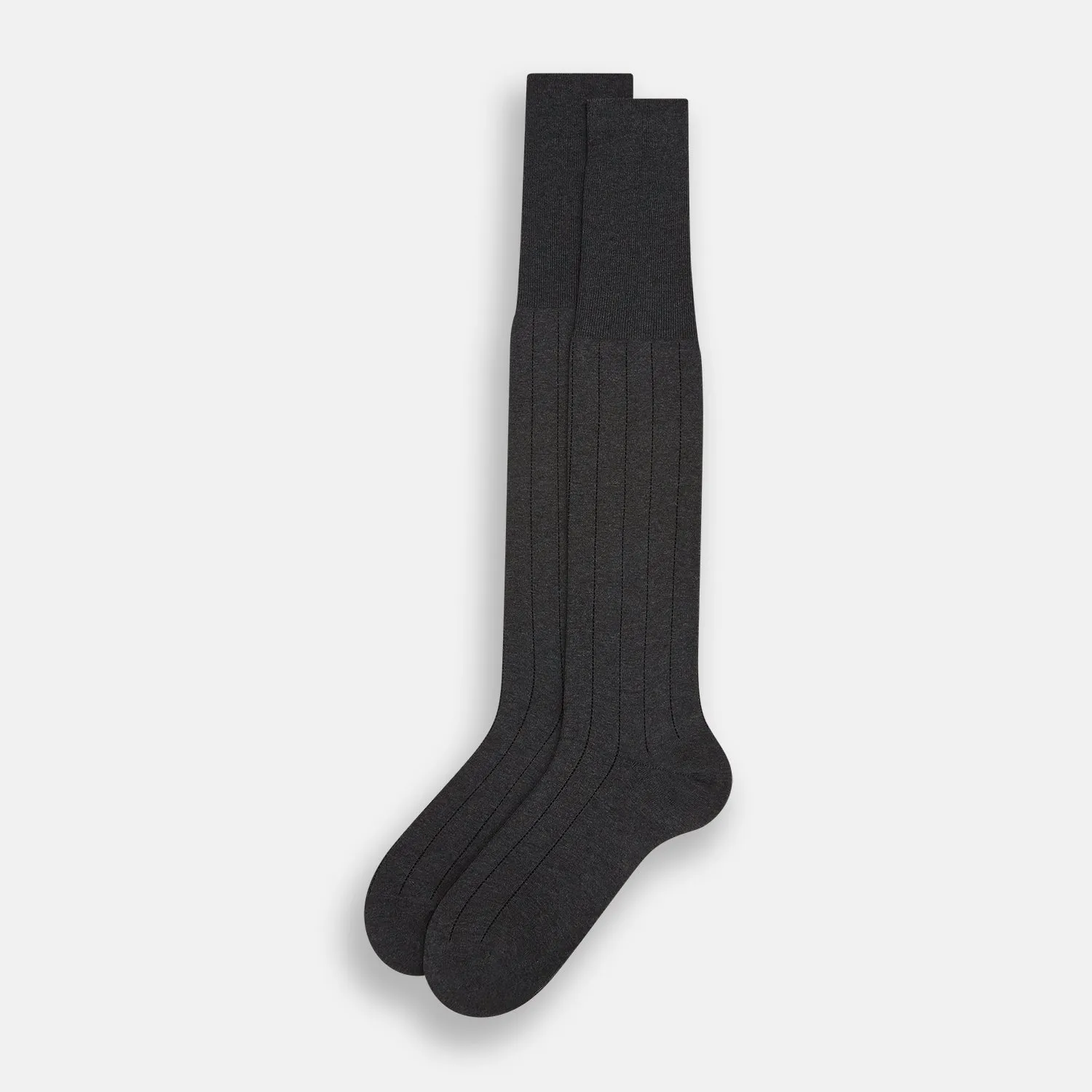 Charcoal/Brown Dash Striped Long Socks sold by Turnbull & Asser product image thumbnail 2