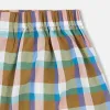 Green and Pink Multi Check Linen Blend Godfrey Boxer Shorts sold by Turnbull & Asser