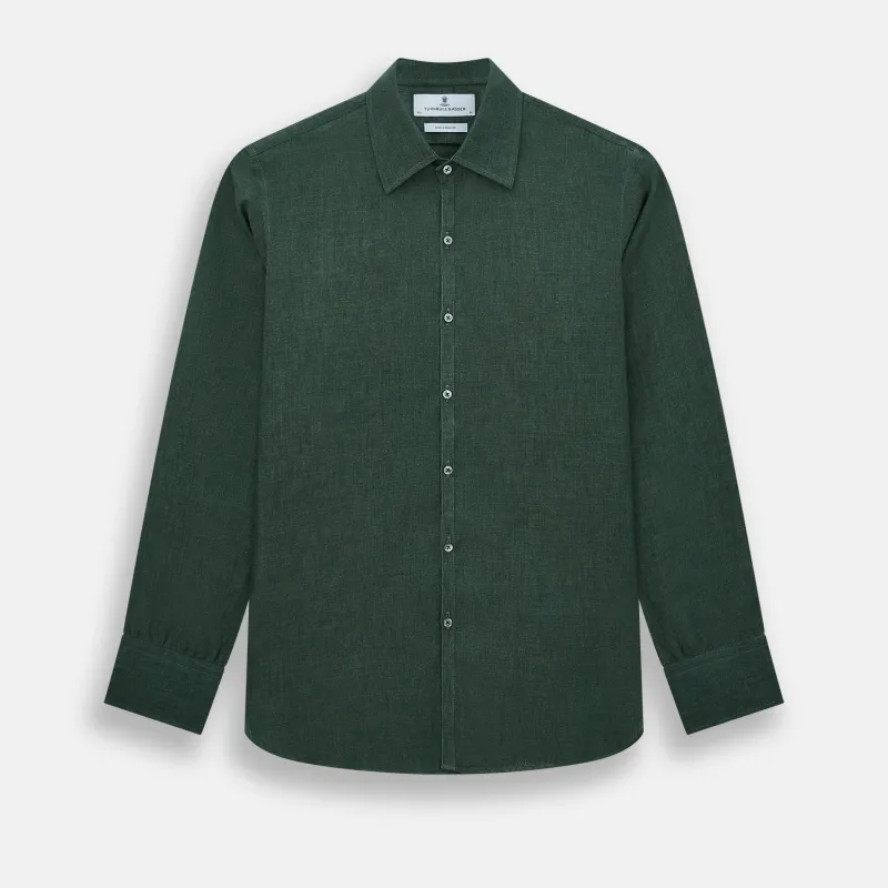 Forest Green Linen Westminster Shirt sold by Turnbull & Asser