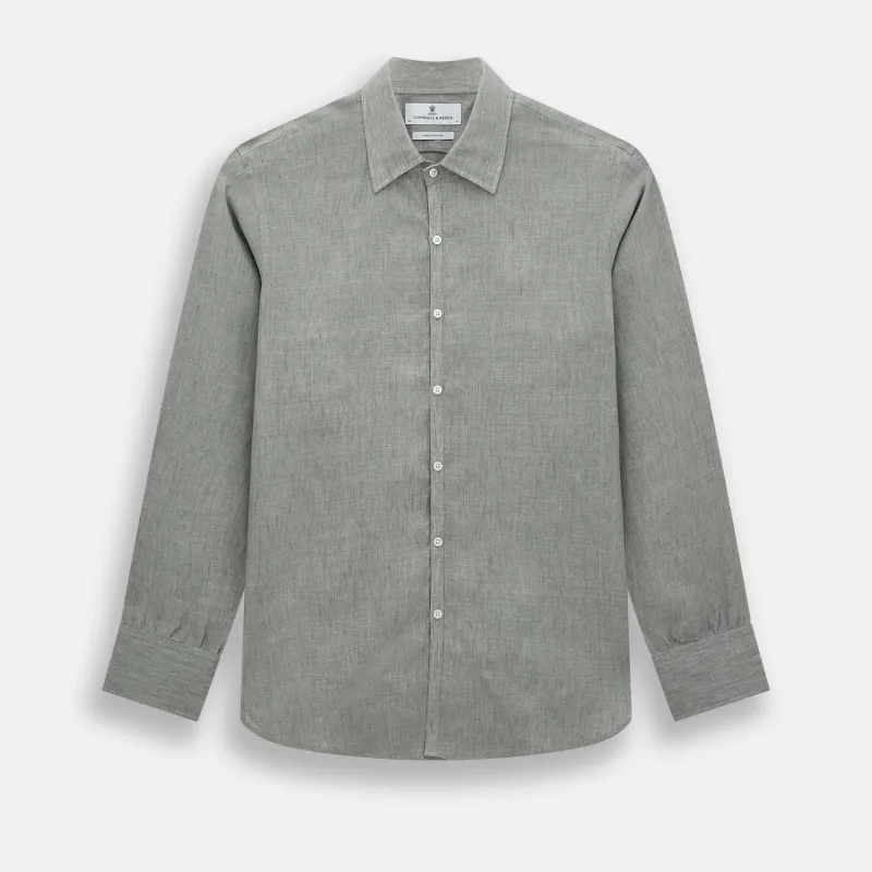 Flint Grey Linen Westminster Shirt sold by Turnbull & Asser