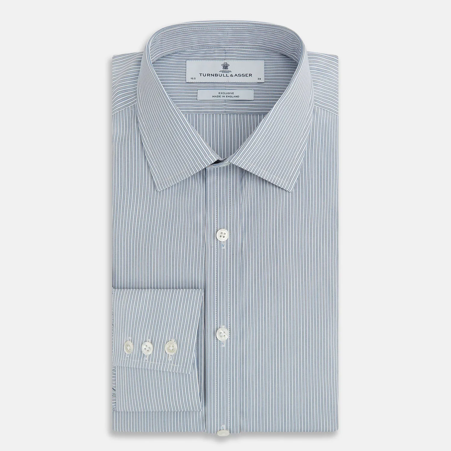 Blue and Brown Ticking Stripe Mayfair Shirt sold by Turnbull & Asser product image thumbnail 5