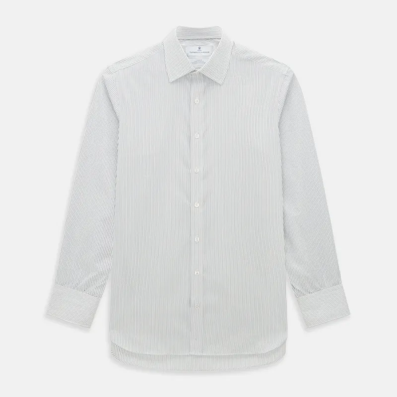 Green and Brown Ticking Stripe Mayfair Shirt sold by Turnbull & Asser