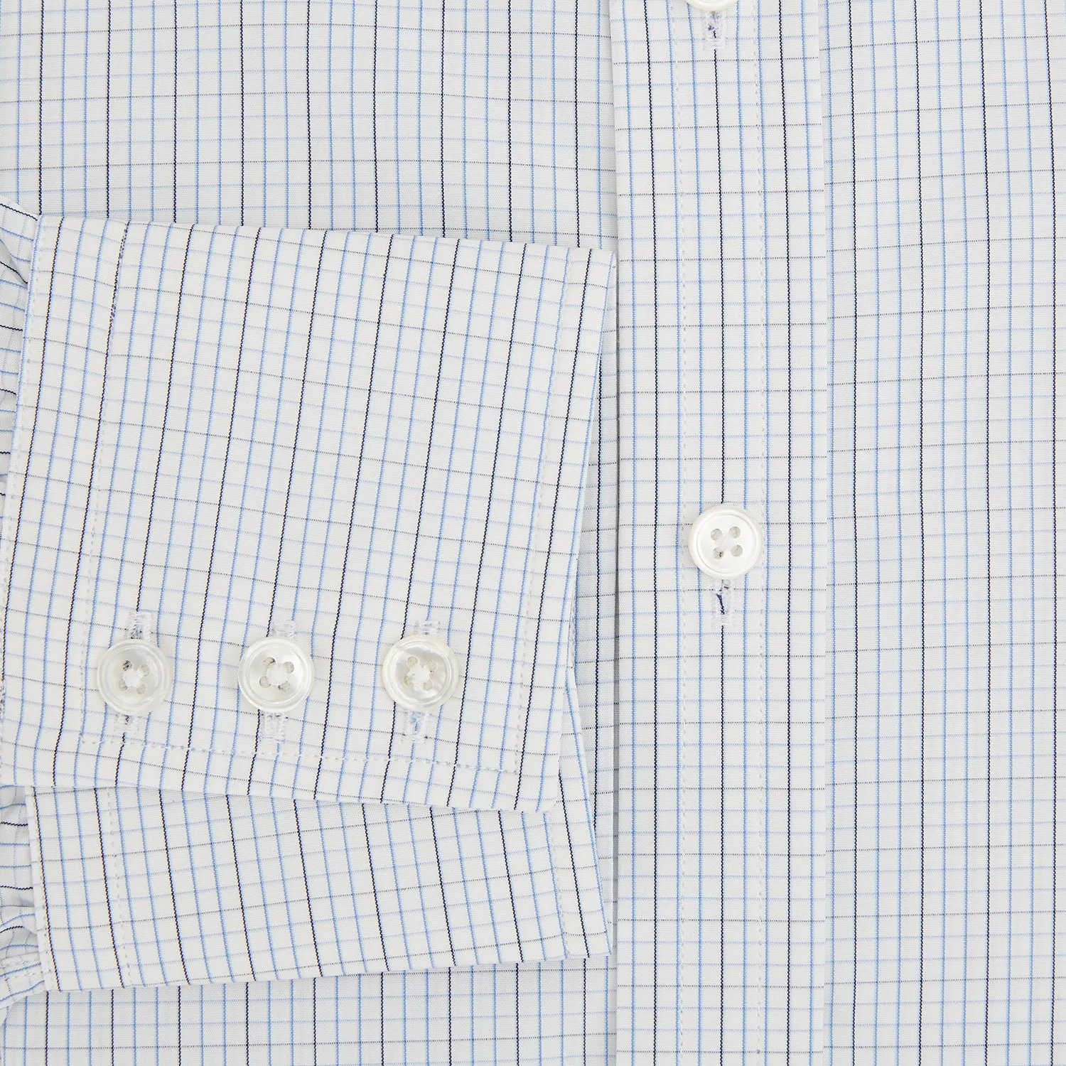 Pale Blue and Navy Grid Check Mayfair Shirt sold by Turnbull & Asser product image thumbnail 4
