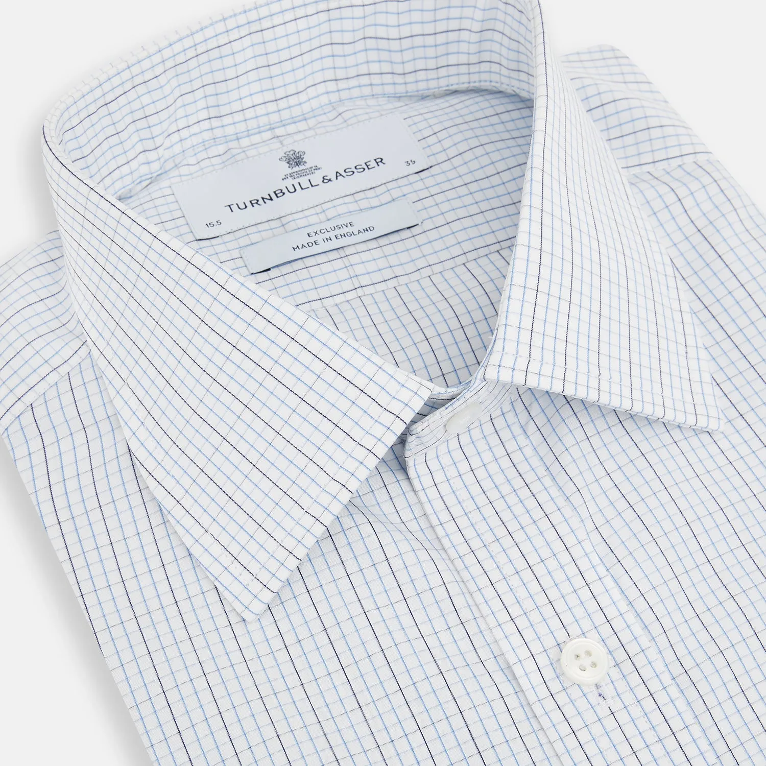 Pale Blue and Navy Grid Check Mayfair Shirt sold by Turnbull & Asser product image thumbnail 2