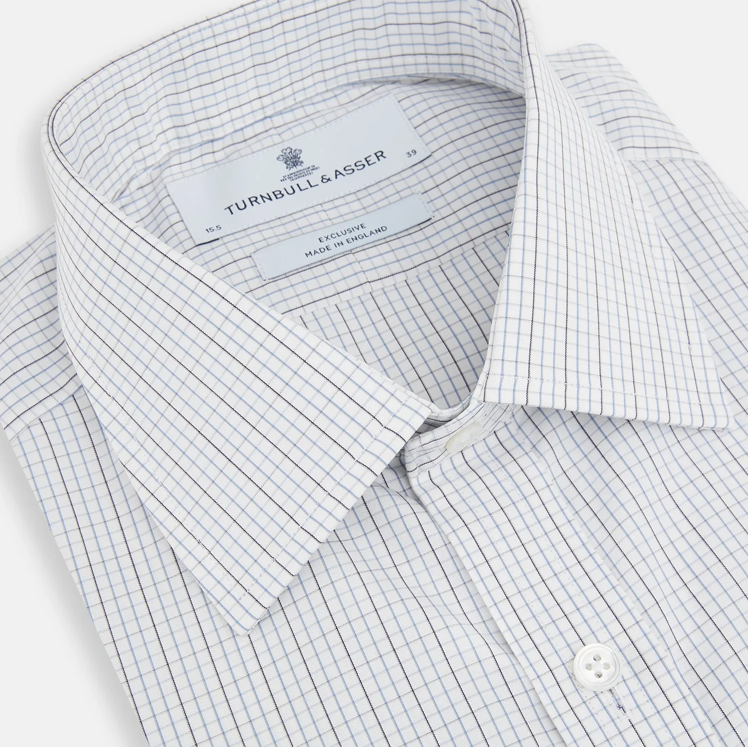 Pale Blue and Grey Grid Check Mayfair Shirt sold by Turnbull & Asser product image thumbnail 2