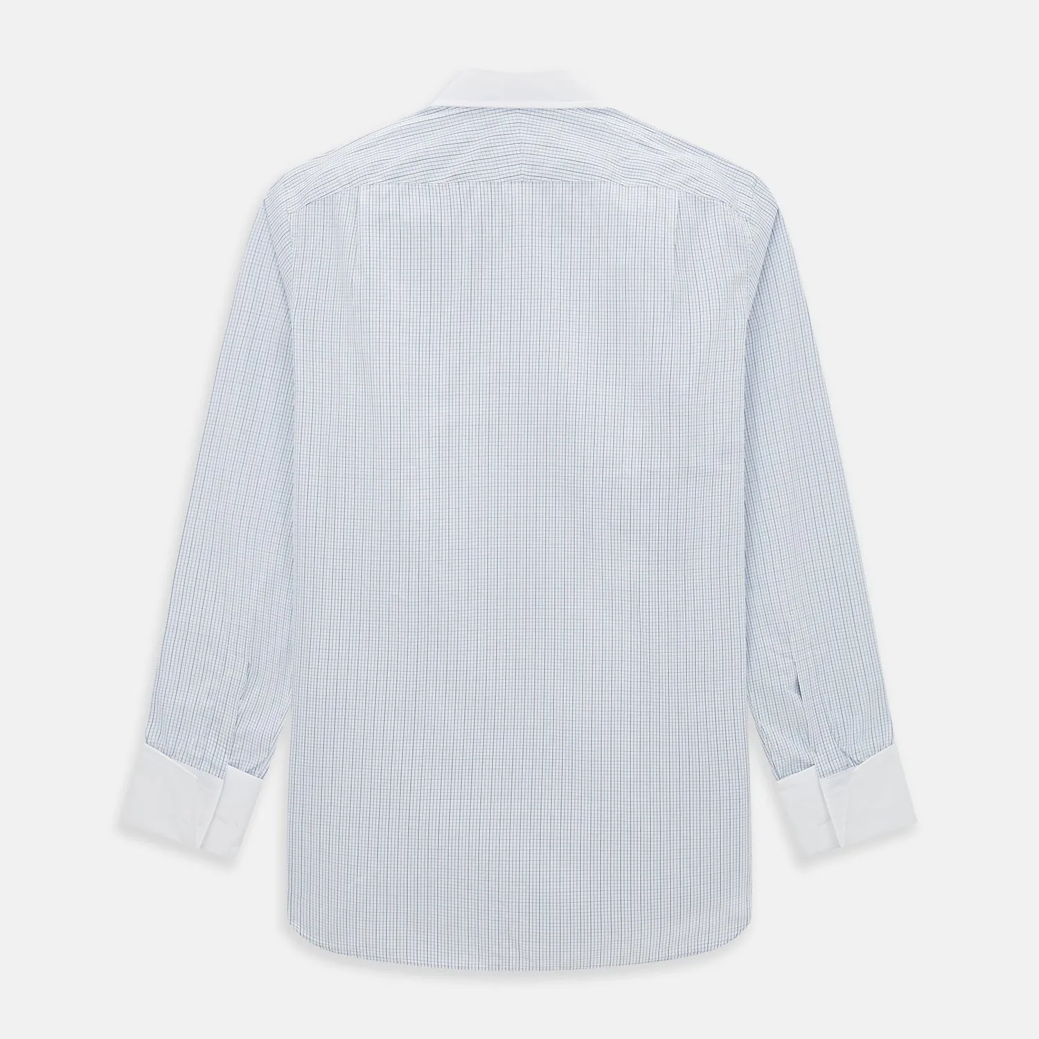 Pale Blue and Navy Grid Check Shirt with Contrast T&A Collar and Cuffs sold by Turnbull & Asser product image thumbnail 3