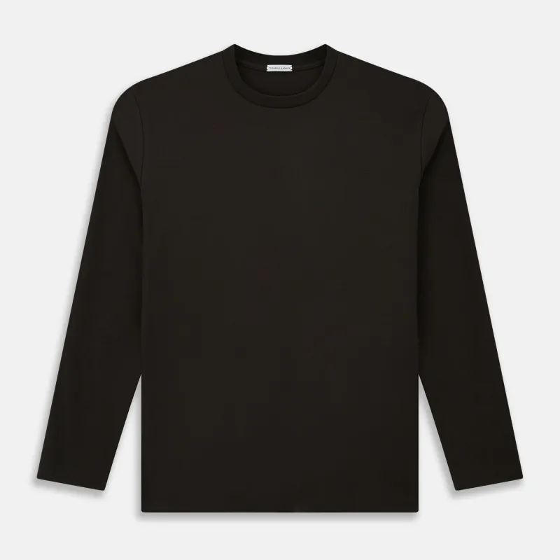 Dark Chocolate Long-Sleeve T-shirt sold by Turnbull & Asser