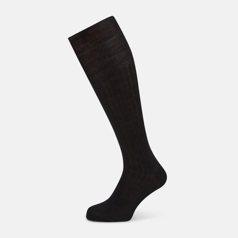 Black Wool Long Socks sold by Turnbull & Asser