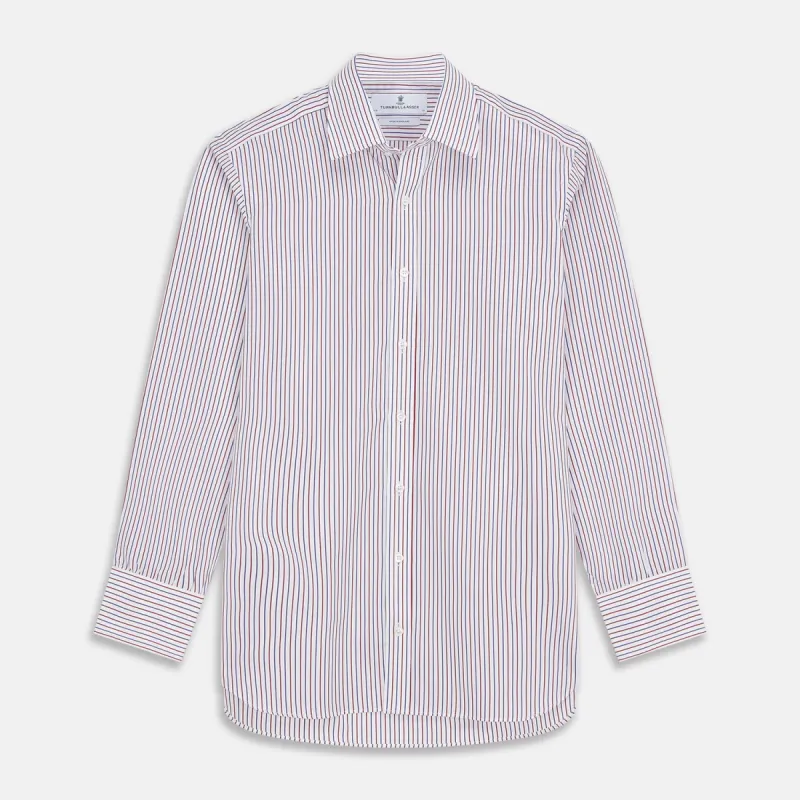 Red and Blue Stripe Cotton Regular Fit Mayfair Shirt sold by Turnbull & Asser
