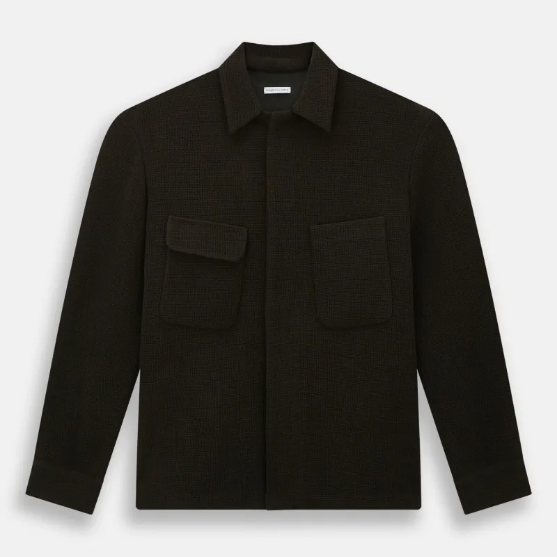 Dark Chocolate Greenwich Knitted Overshirt sold by Turnbull & Asser