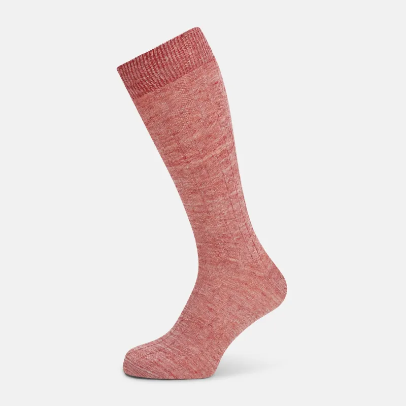 Burgundy Linen Mid-Length Socks sold by Turnbull & Asser