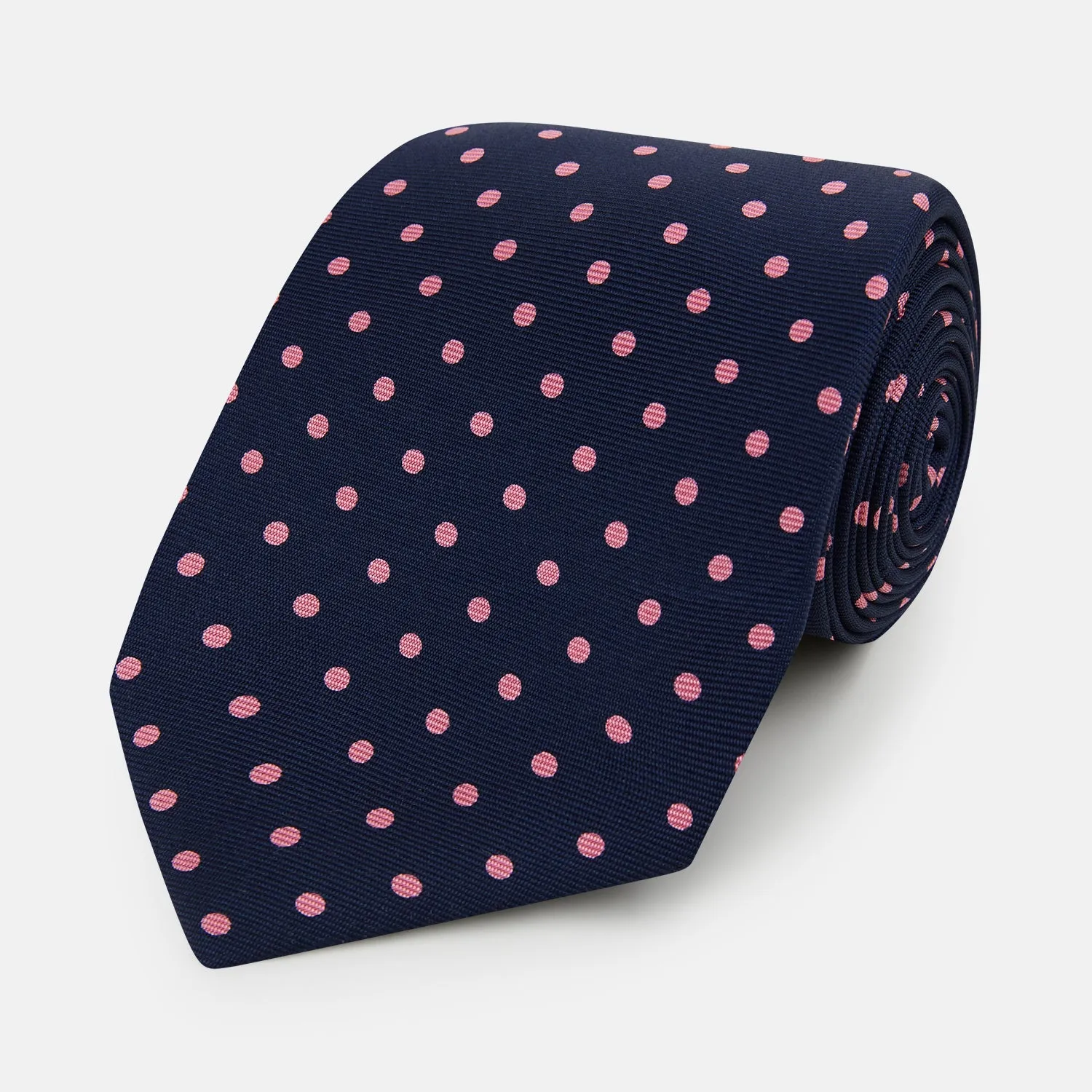 Pink Dot and Navy Silk Tie sold by Turnbull & Asser