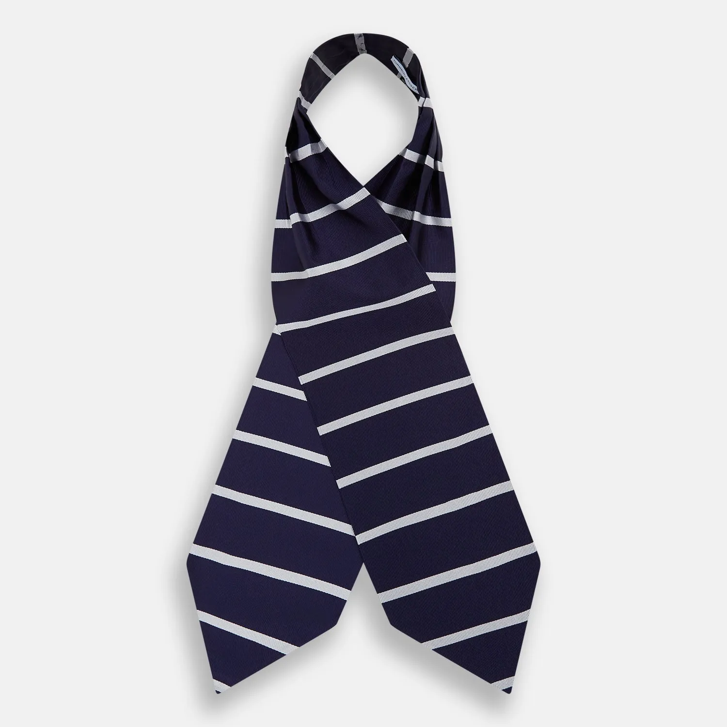 Silver Stripe and Navy Silk Cravat sold by Turnbull & Asser product image thumbnail 2
