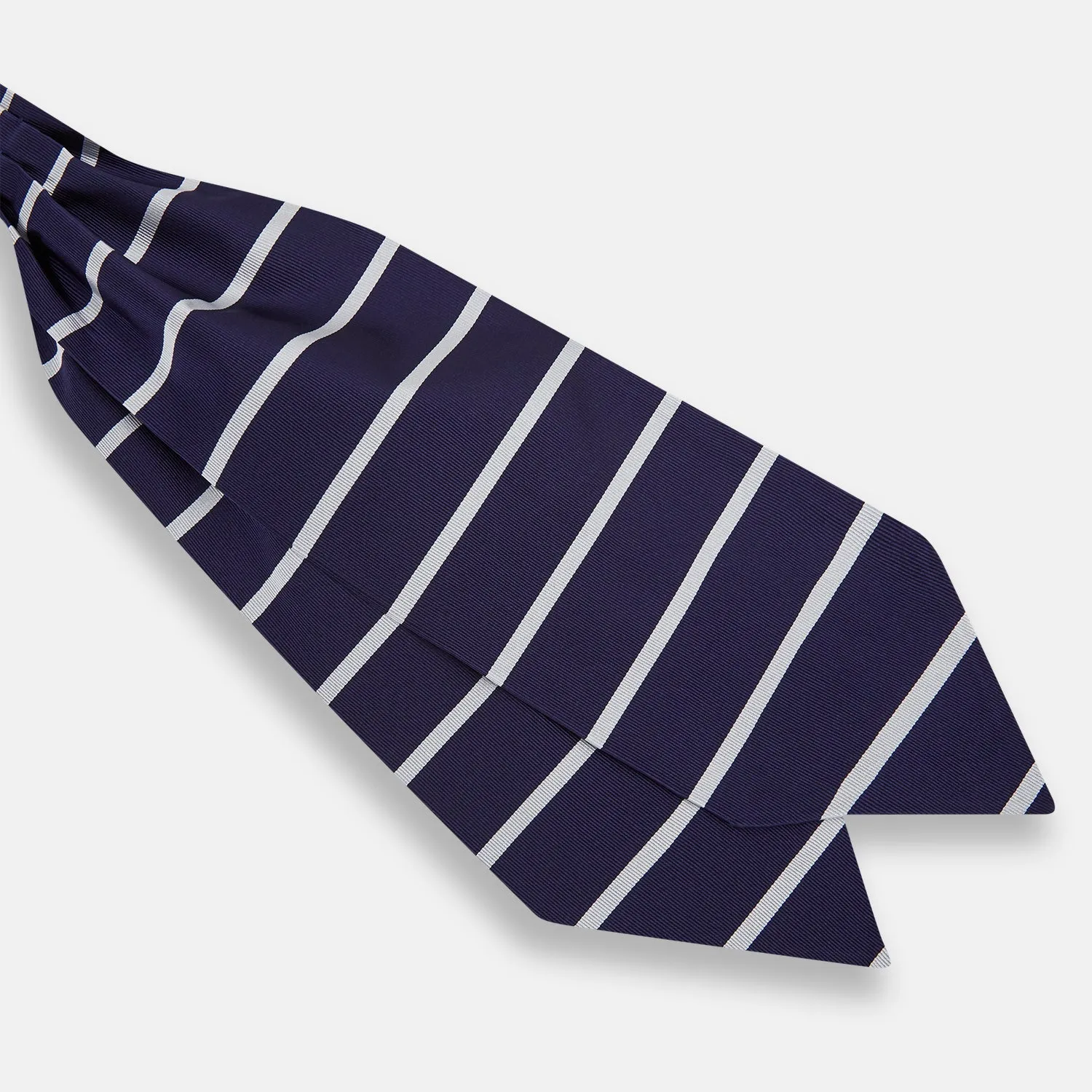 Silver Stripe and Navy Silk Cravat sold by Turnbull & Asser product image thumbnail 3