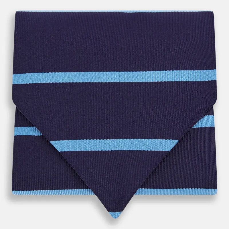 Azzurro Stripe and Navy Silk Cravat sold by Turnbull & Asser