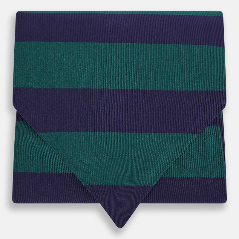 Wide Green Stripe and Navy Silk Cravat sold by Turnbull & Asser