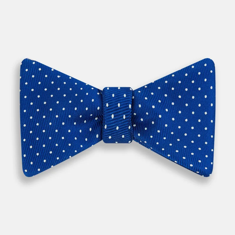 Electric blue and White Spot Silk Bow Tie sold by Turnbull & Asser