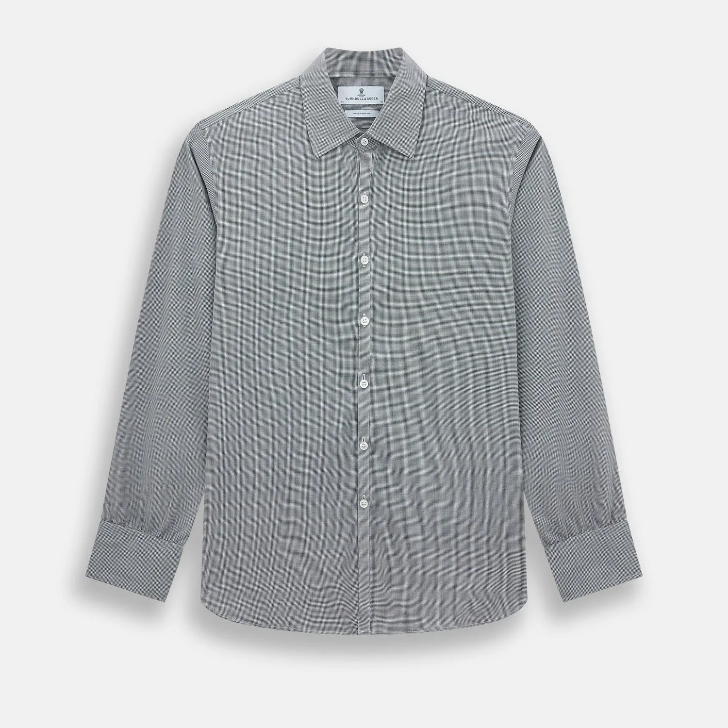 Grey and White Micro Check Westminster Shirt sold by Turnbull & Asser