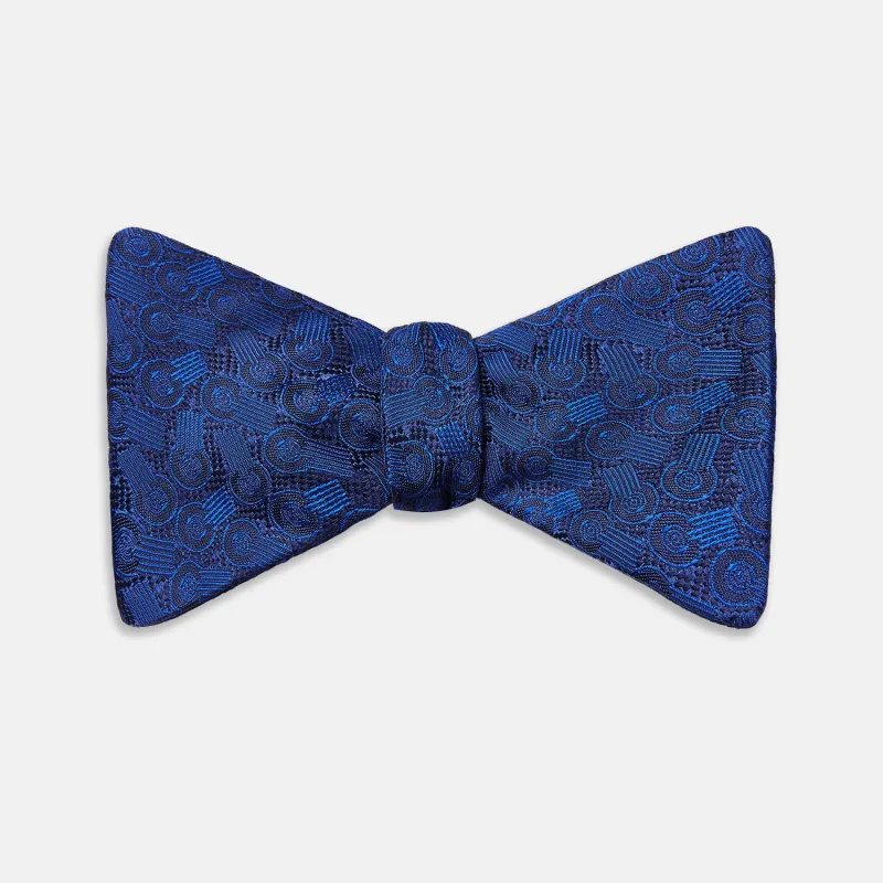 Electric Blue Motif Silk Bow Tie sold by Turnbull & Asser