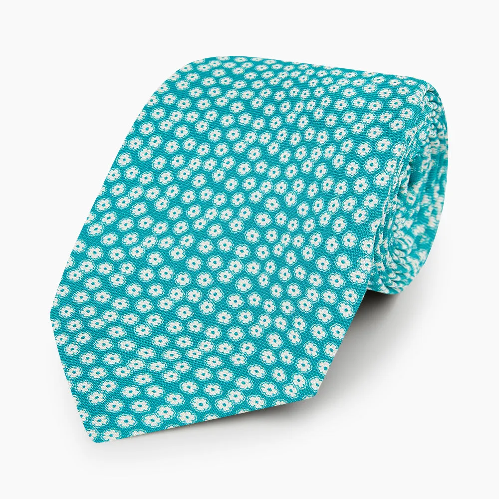 Turquoise Flower Patterned Silk Tie sold by Turnbull & Asser product image thumbnail 5