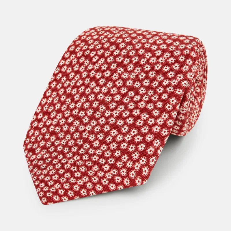 Red Flower Patterned Silk Tie sold by Turnbull & Asser