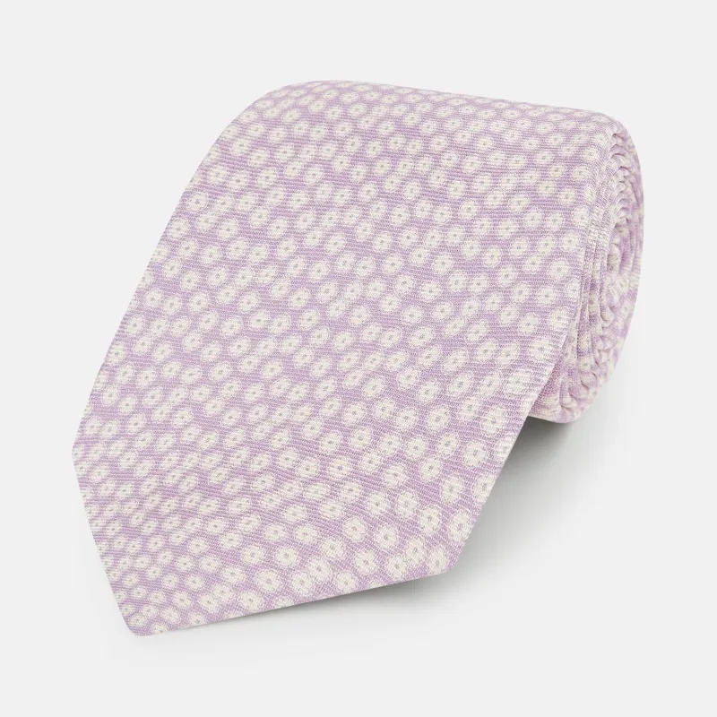 Lilac Flower Patterned Silk Tie sold by Turnbull & Asser