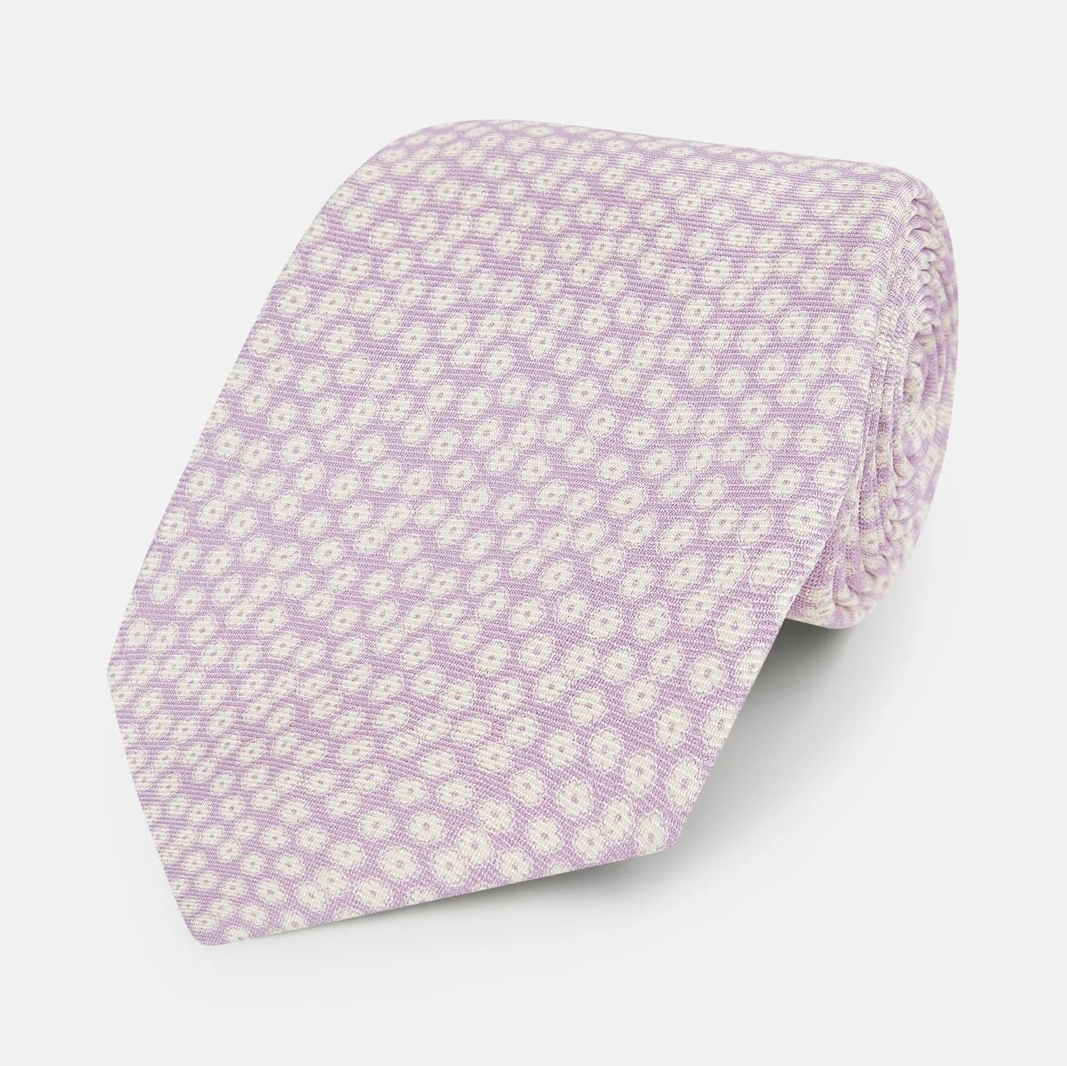 Lilac Flower Patterned Silk Tie sold by Turnbull & Asser