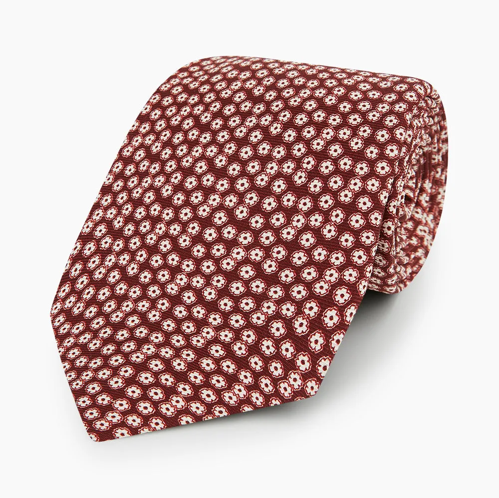 Burgundy Flower Patterned Silk Tie sold by Turnbull & Asser product image thumbnail 5