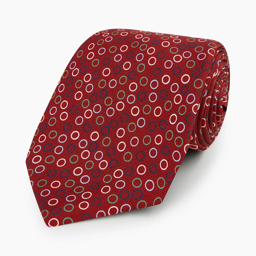 Pink and Navy Circle Red Silk Tie sold by Turnbull & Asser product image thumbnail 5