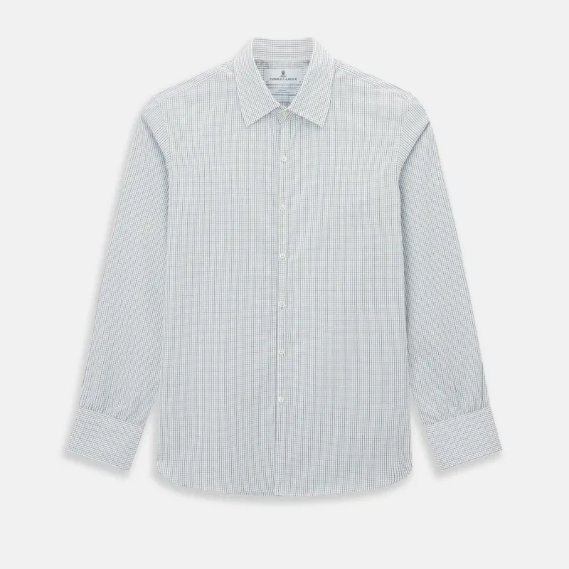 Pale Blue and Navy Grid Check Westminster Shirt sold by Turnbull & Asser