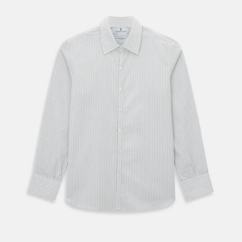 Grey and Blue Pinstripe Westminster Shirt sold by Turnbull & Asser