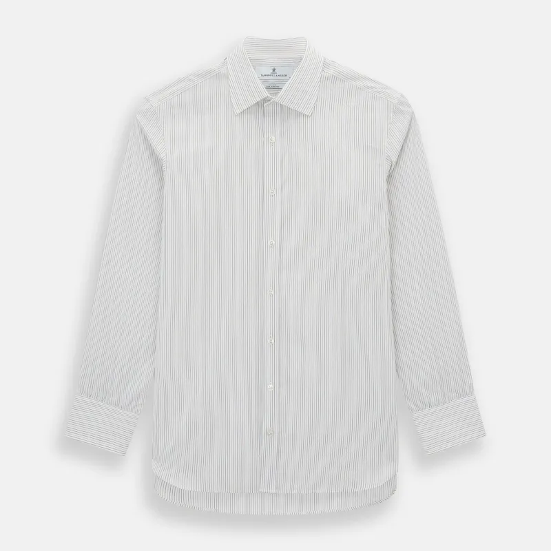 Red and Blue Double Pinstripe Mayfair Shirt sold by Turnbull & Asser