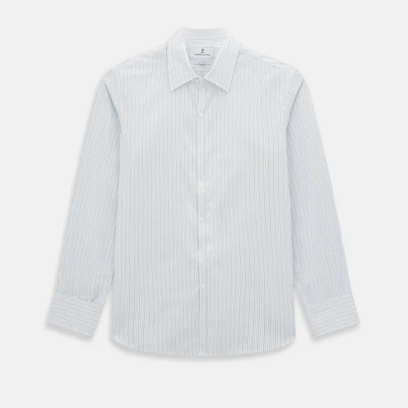 Pale Blue and Navy Pinstripe Westminster Shirt sold by Turnbull & Asser