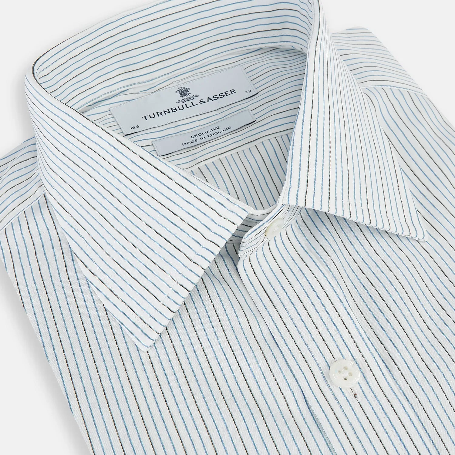 Navy and Brown Pinstripe Mayfair Shirt sold by Turnbull & Asser product image thumbnail 2