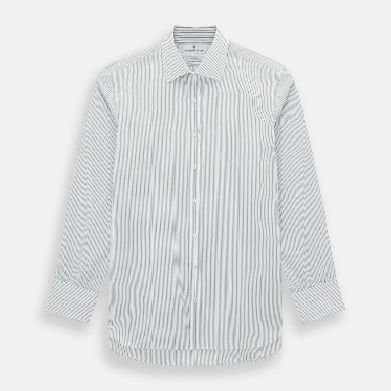 Navy and Brown Pinstripe Mayfair Shirt sold by Turnbull & Asser