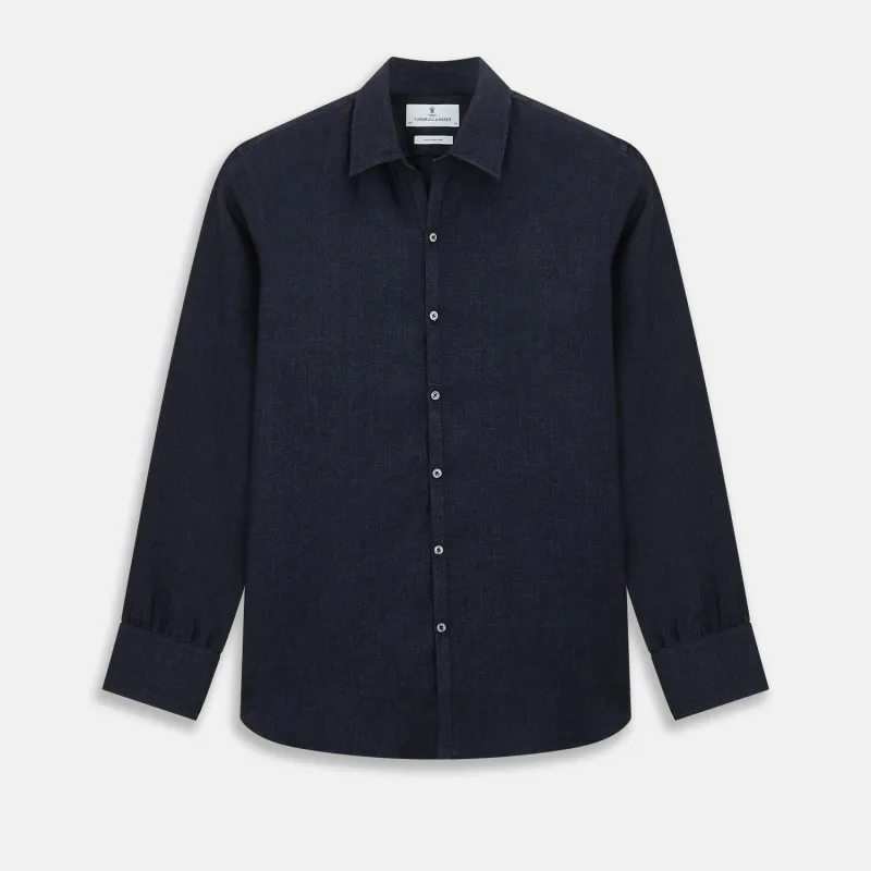 Navy Linen Windsor Shirt sold by Turnbull & Asser