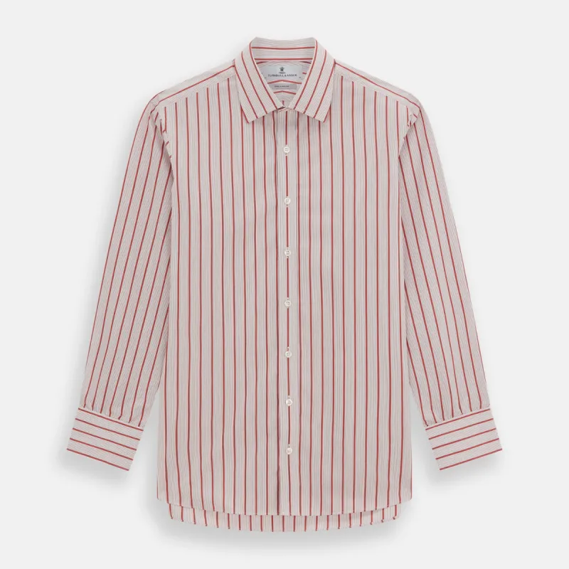 Red Multi Track Stripe Mayfair Shirt sold by Turnbull & Asser