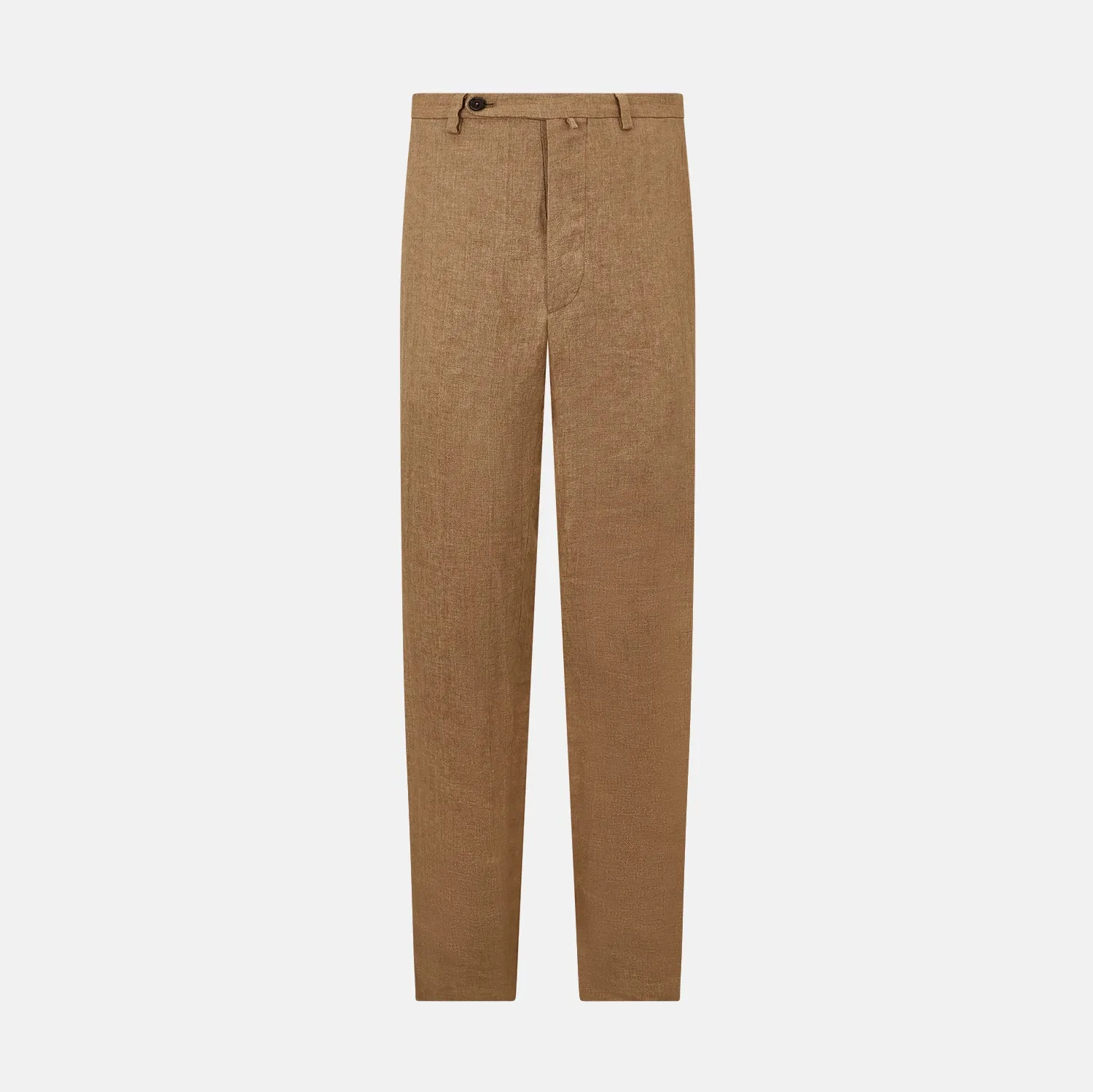 Camel Striped Linen Edmund trousers sold by Turnbull & Asser